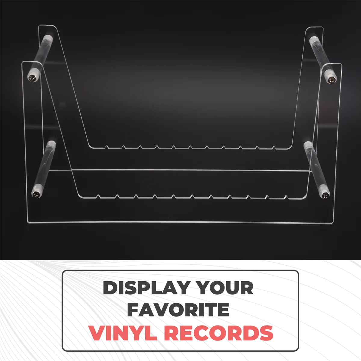 Qualitative Clear Vinyl Record Stand Holder for Desktop Album Storage, Record Shelf Display for Desktop Pictures, Books