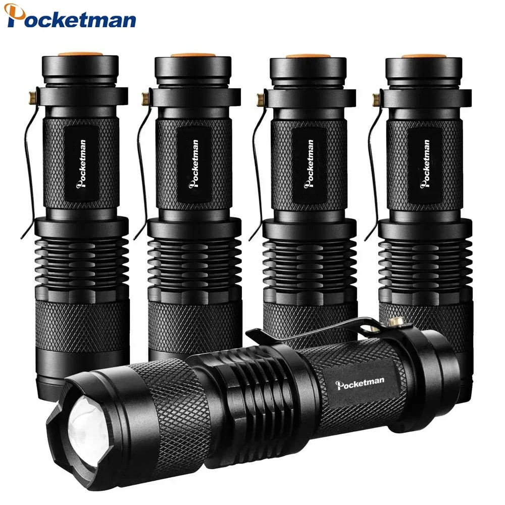 5Pack High Bright Q5 LED Flashlight Zoomable Penlight Portable Camping Lantern Waterproof Torch Adjustable Focus Hunting Cycling