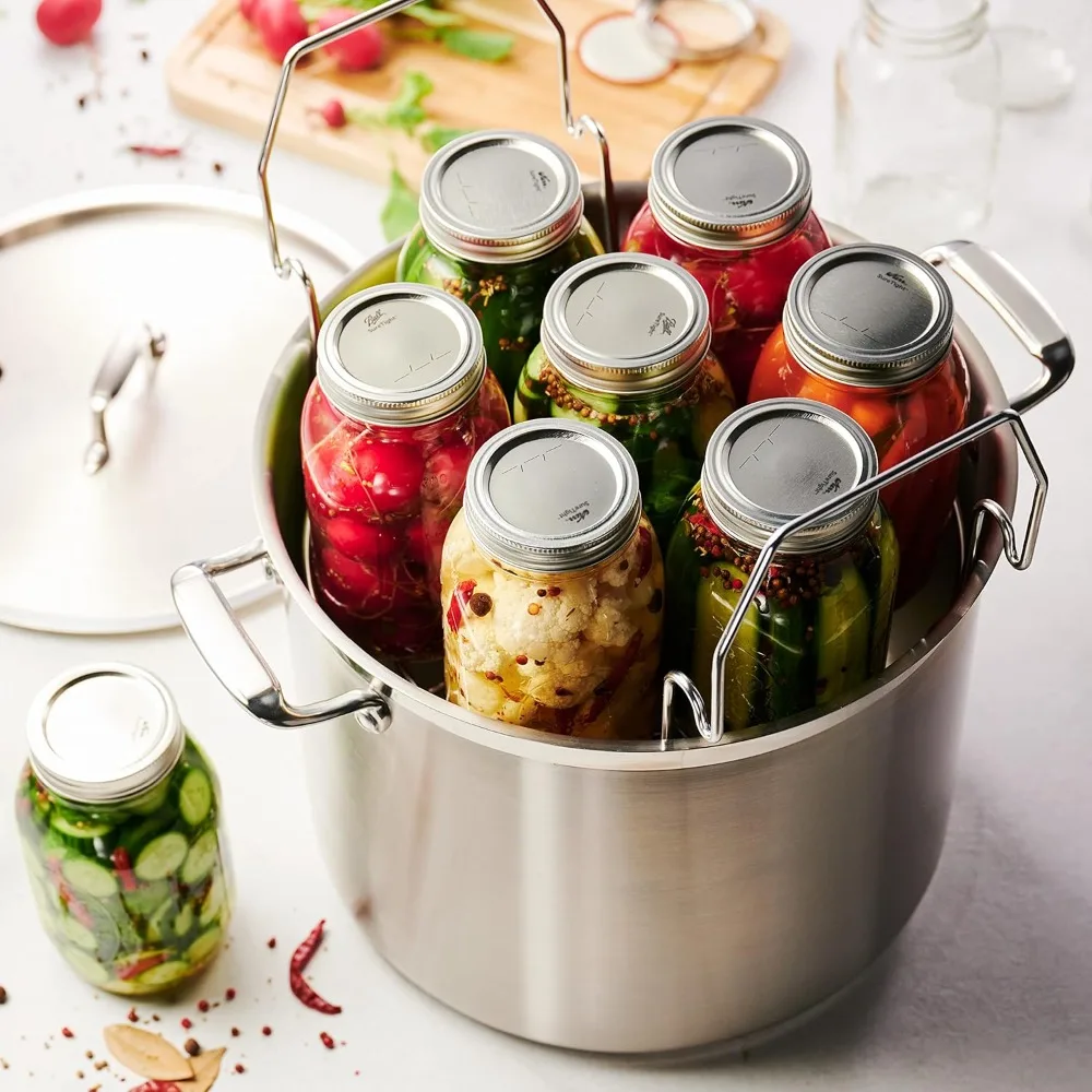 

Gourmet Stainless Steel Stock Pot 22-Quart Large with Lid And Canning Rack Kitchen Cooking Pot