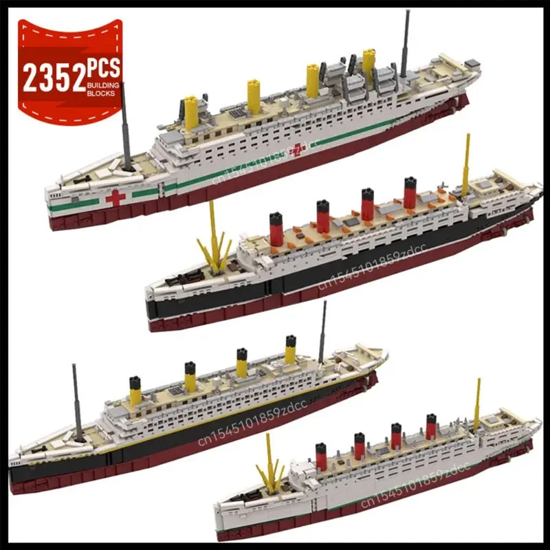 MOC BRITANNIC Lusitania Mauritania Large Cruise Ship Model Building Blocks Military Ship Assemble Constructor Bricks Toys Gifts