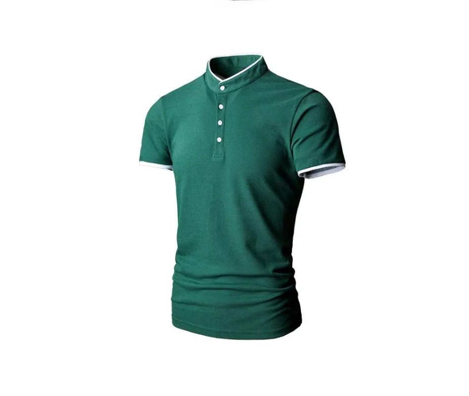 Men's Golf Polo Shirts Short Sleeve Henley Shirt Active Athletic Collarless