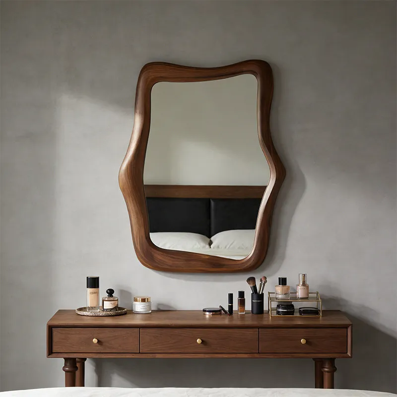 Vintage Aesthetic Mirror Modern Luxury Girls Living Room Bathroom Mirror Makeup Dressing Table Spiegel Wand Home Decorations