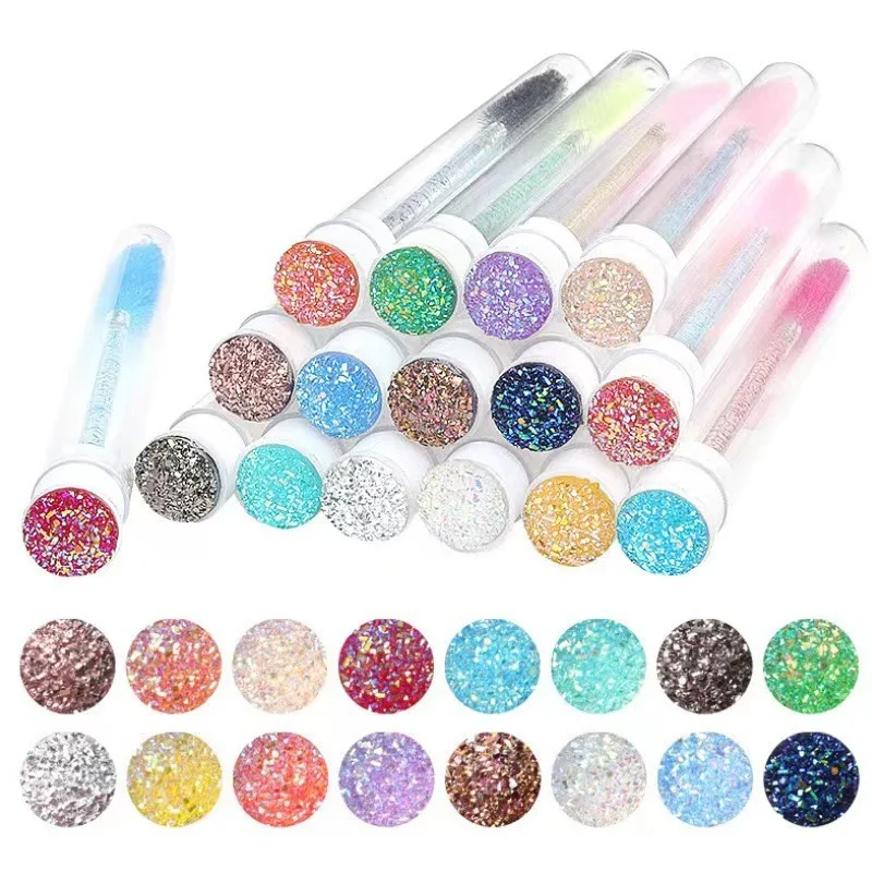 أنبوب رموش صناعية مطعمة مع فرشاة رموش، منتج تجارة خارجية جديدة مع قضيب كريستال ماسي، فرشاة رموش حلزونية محمولة