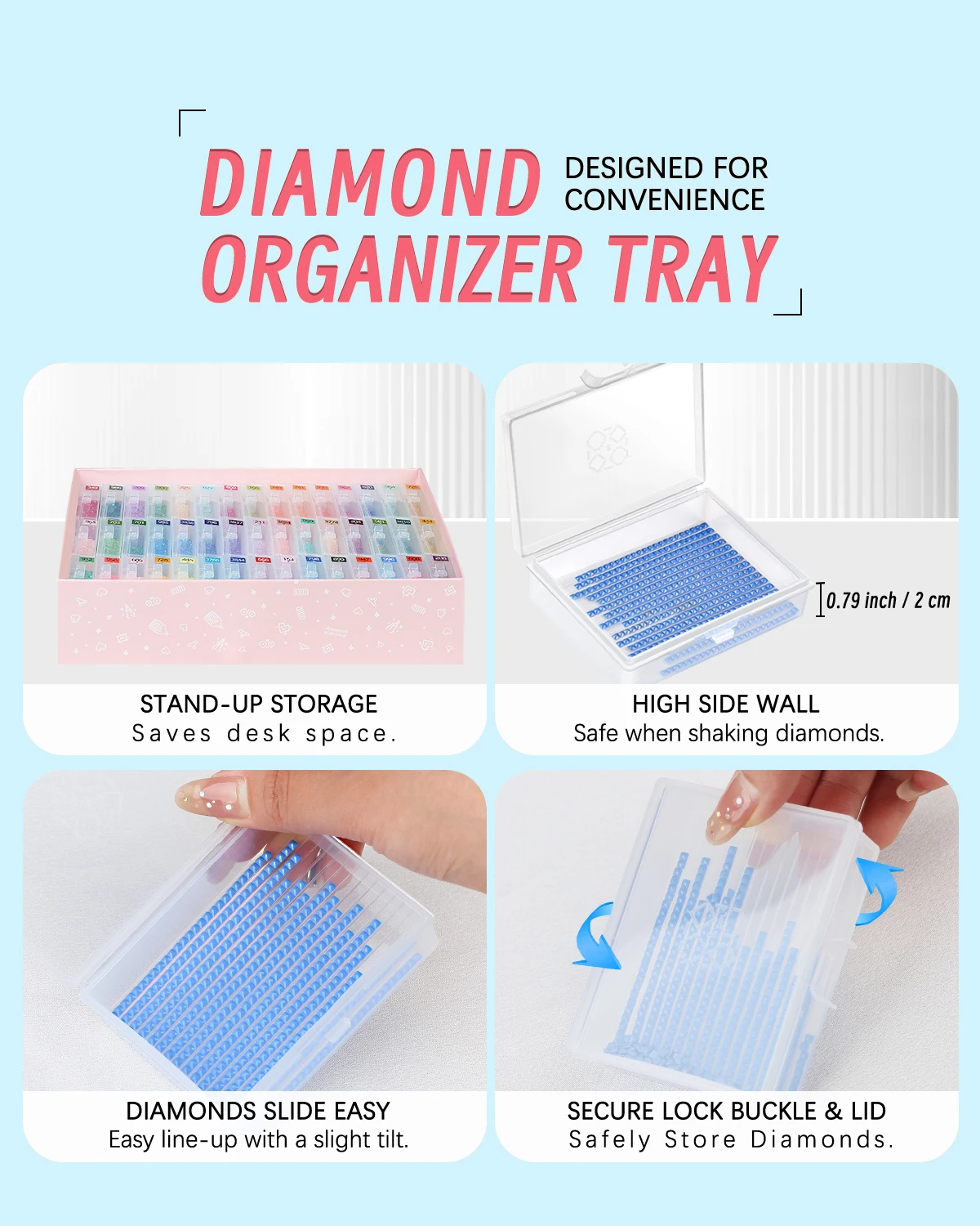 45pcs Diamond Painting Storage Box with Lids, 2-in-1 Diamond Painting Trays,Diamond Art Accessories Bead Storage & Line-Up