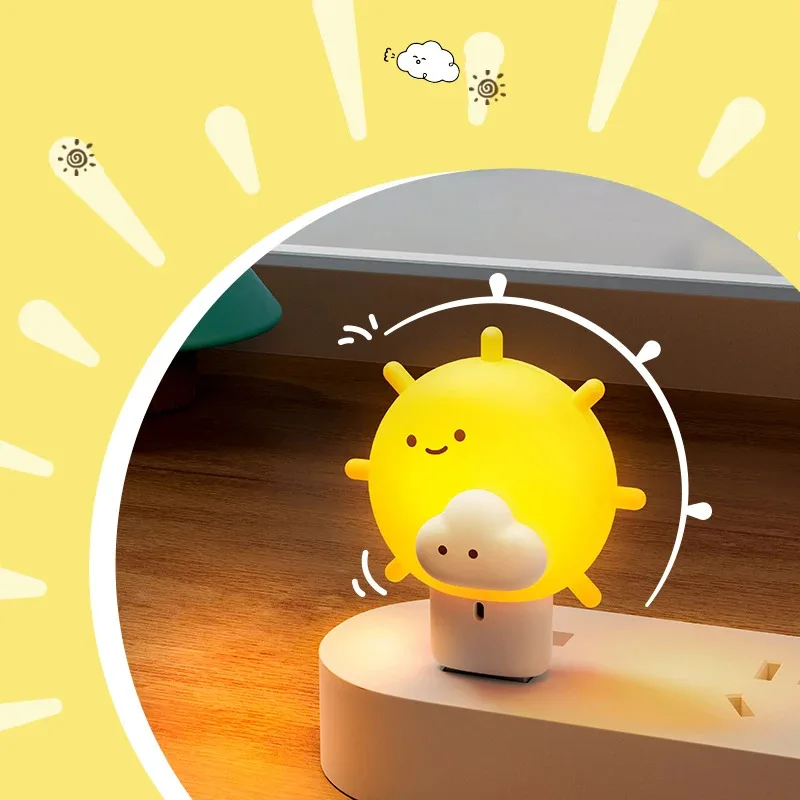 

USB Plug in Night Light Mini Portable LED Lamp Cute Meteor Sun for Bedroom Bedside Kid Gift Reading Sleeping Camping Nightlight