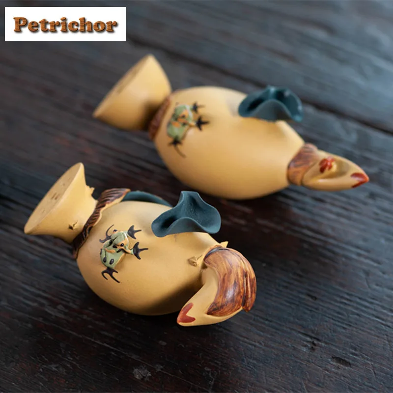 

Yixing Zisha Lotus Root Frog Leaf Tea Pet Antique Exquisite Miniatures Tea Figurine Play Toys Tea Statue Ornaments Accessories