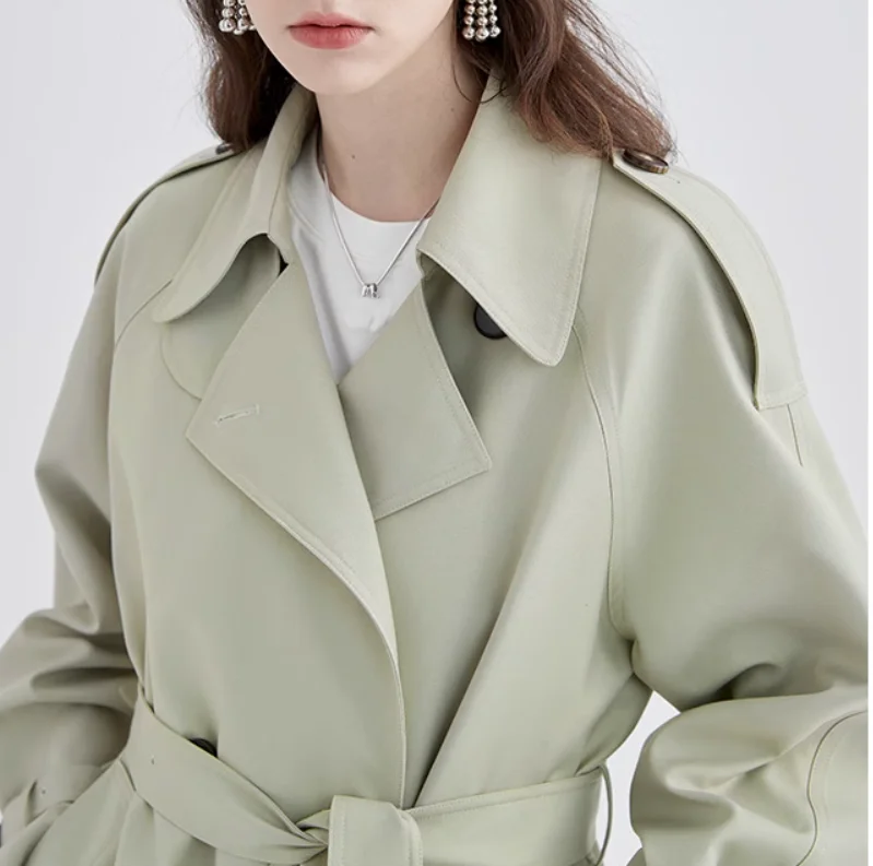 Women's Clothing High quality slim fit mid-length windbreaker coat Autumn Winter New 0118