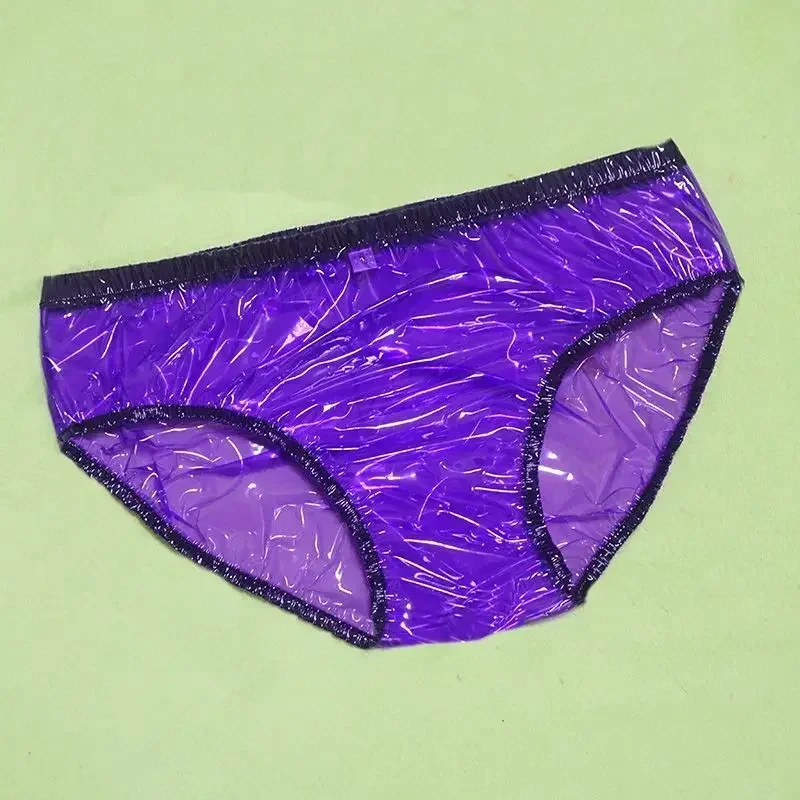 

2026 Pink fully transparent PVC super soft mid-waist sexy seduction briefs ABDL men and women