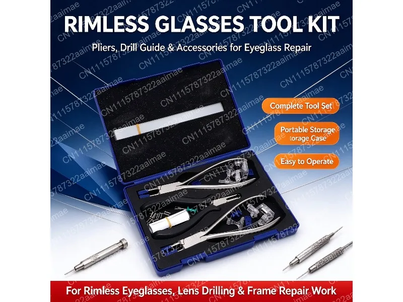 Rimless Eyeglass Repair Tool Kit Optical Shop Adjusting Pliers Set Eyewear Maintenance Accessories
