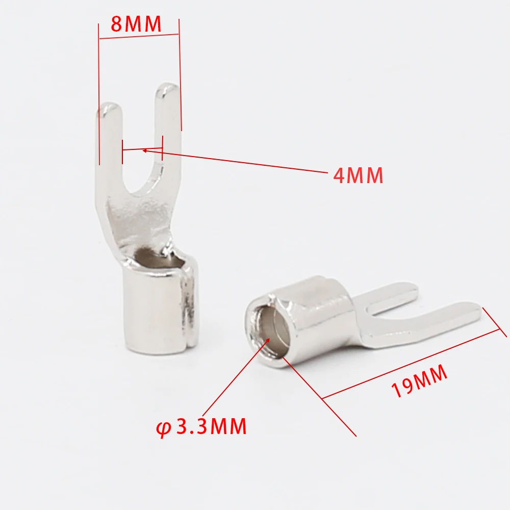 

Viborg VP201 Rhodium Plated Pure Copper Y Spade Lug Terminals, 6Pcs High-End Hi-Fi Power Cable Connector Set