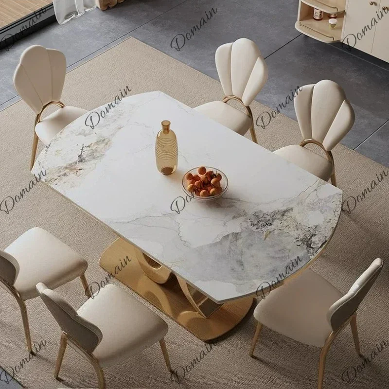XM Luxury Rock Slab Dining Table Retractable Square And Round Dual-purpose Modern Simple Light Luxury Round Folding Dining Table
