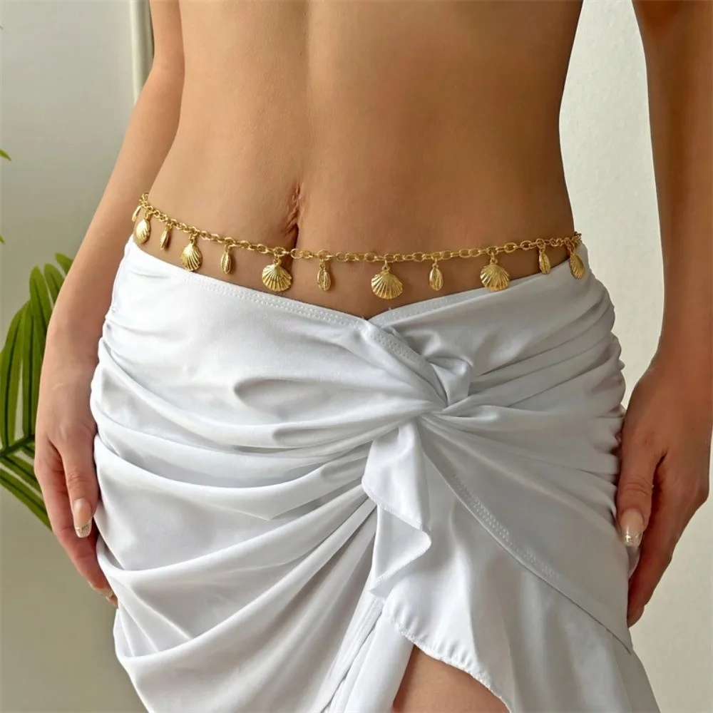 New Starfish Boho Waist Chain Conch Pendant Beads Bohemian Style Belt Imitation Pearl Seashell Waistband Jewelry