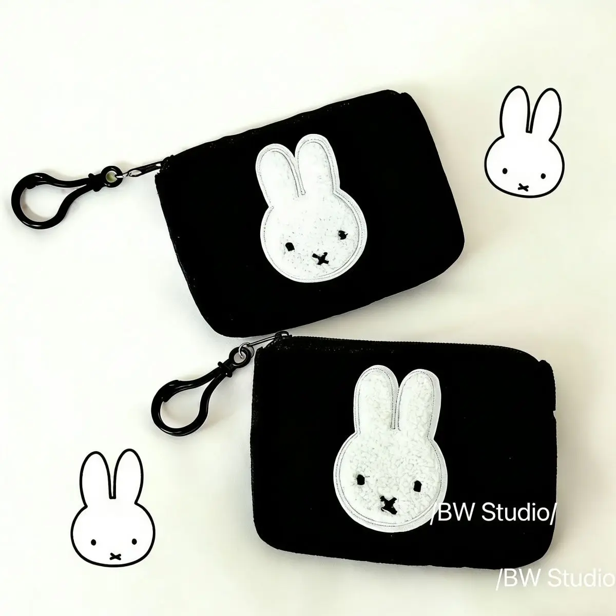 Kawaii Miffy Cartoon Plüsch-Aufbewahrungsbeutel mit Reißverschluss, tragbarer Schlüsselanhänger, kreative, schöne Rucksackdekoration, Geschenk für Freunde – Detail 2