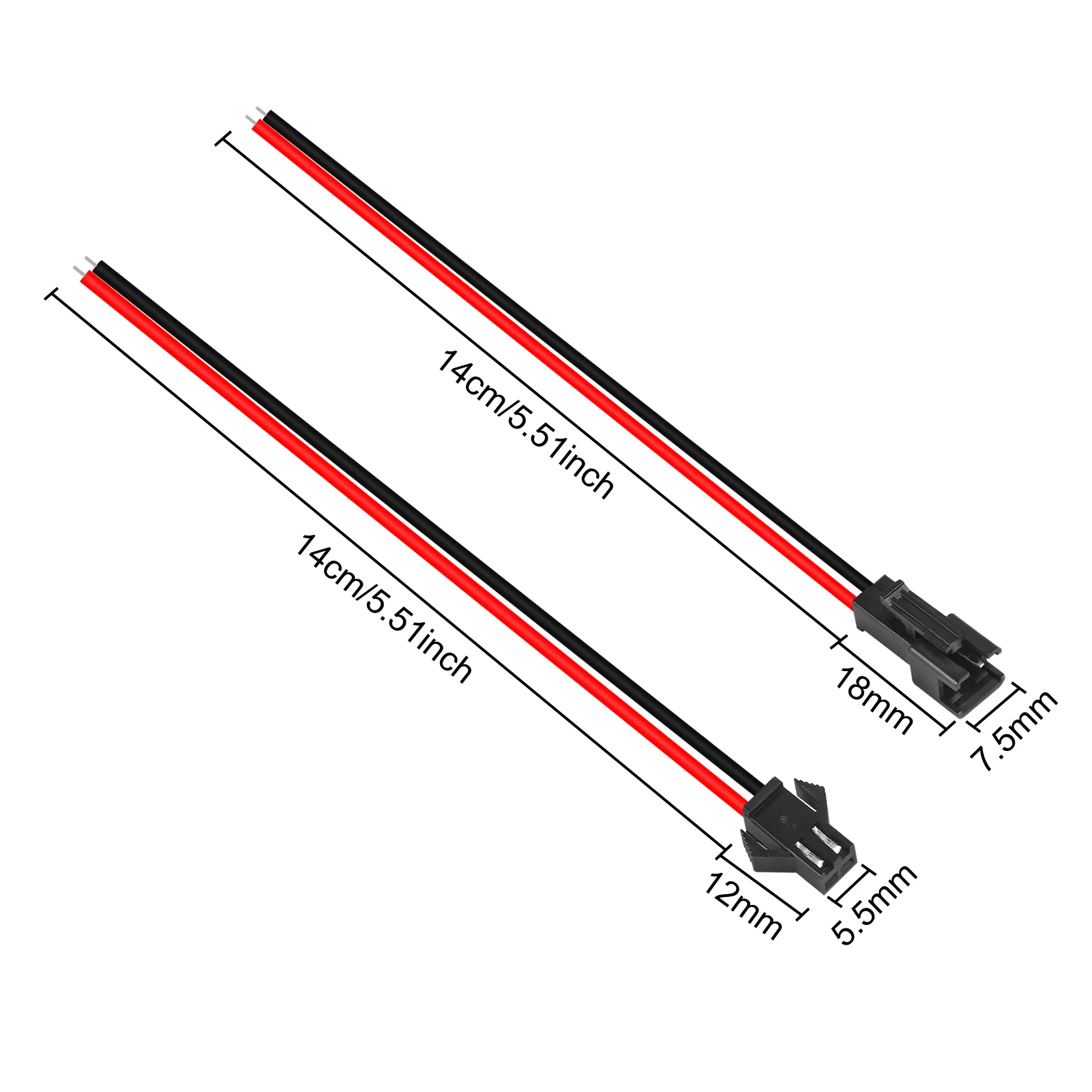 10Pairs 15cm JST SM 2Pins Plug Male to Female Wire Connector 20AWG Terminal Connector Cable for LED Light image 2