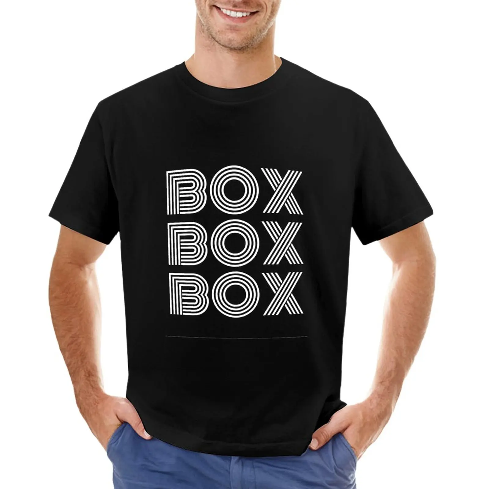 

Box Box Box F1 jargon ( white text) T-Shirt plain new edition anime oversizeds men t shirt