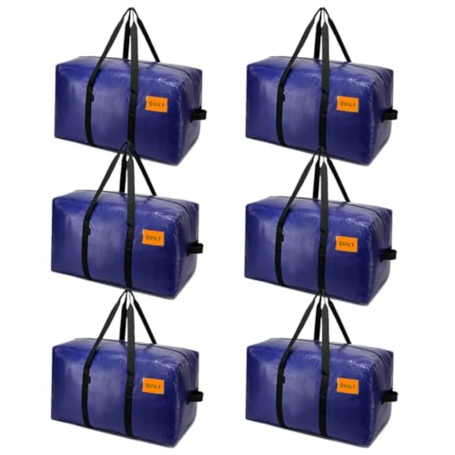 

6 Pack Moving Bags Heavy Duty Extra Large Storage Totes Bag with Zippers and Sturdy Handles Packing Bags for Moving Storage Tra