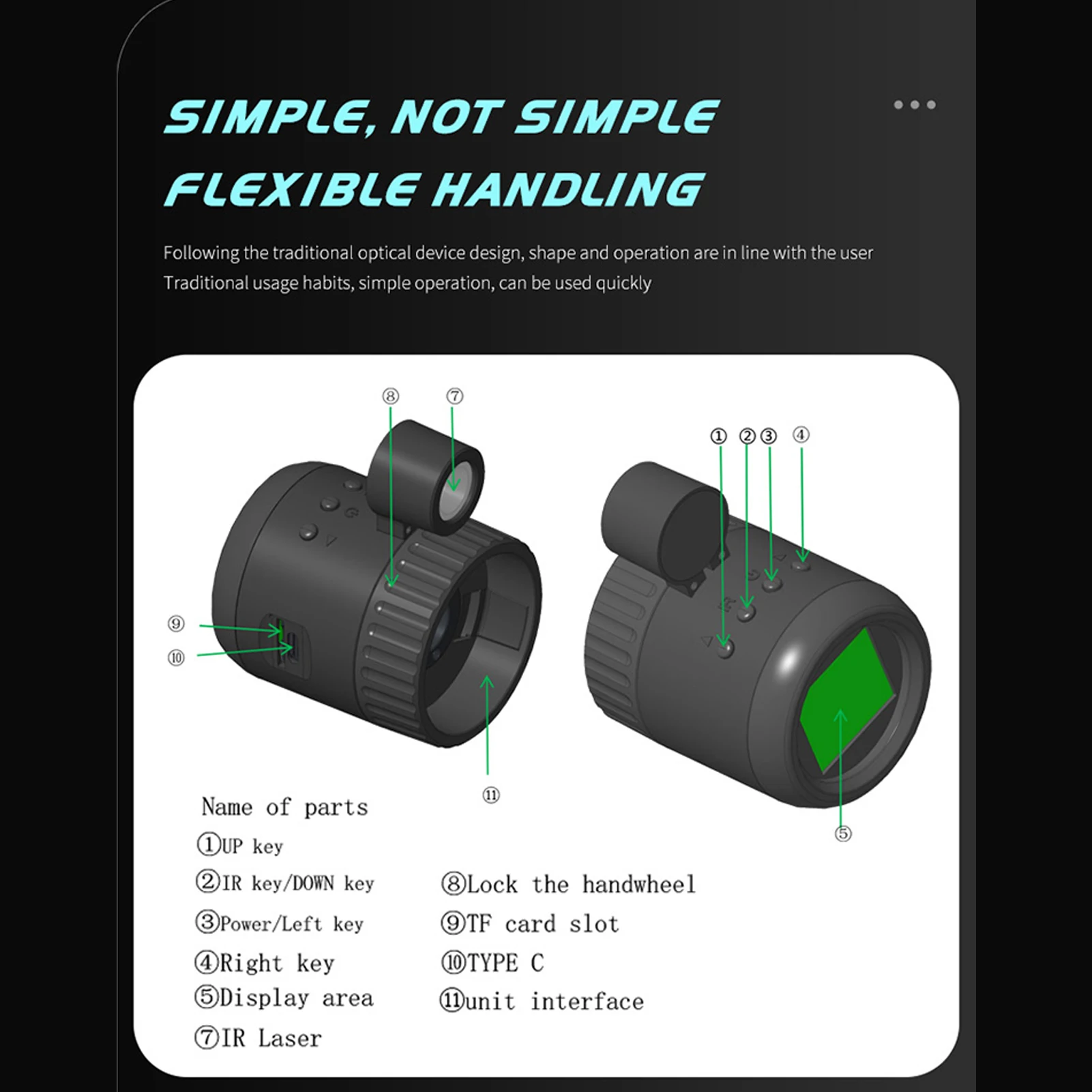 Digital Night Vision Monocular 1-10X Optical Zoom 1080P Day and Night Vision Scope 350m Compact Monocular for Camping Hunting