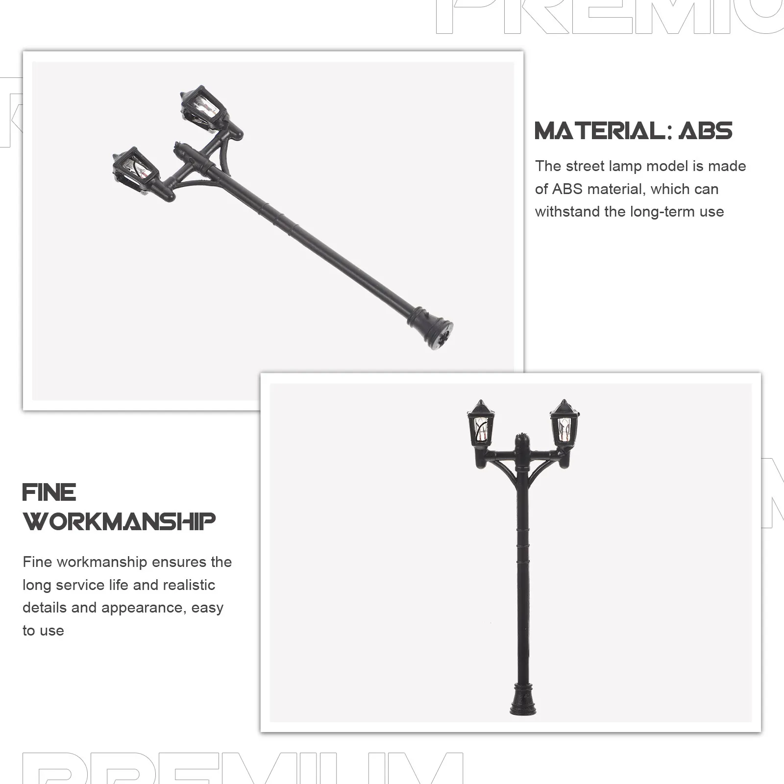 10Pcs Glowing Courtyard Lamps Miniature Double-End Streetlights Sand Table Landscaping Decorative Road Lamps Street Lamp Model