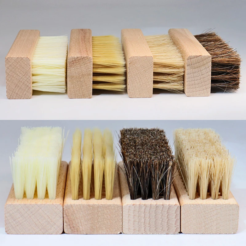 Pig Bristles Shoe Brush For Slippers Sneaker Brush Shoes Cleaning Brushes Boot Brush Cleaner Wood Handle Shoe Brush