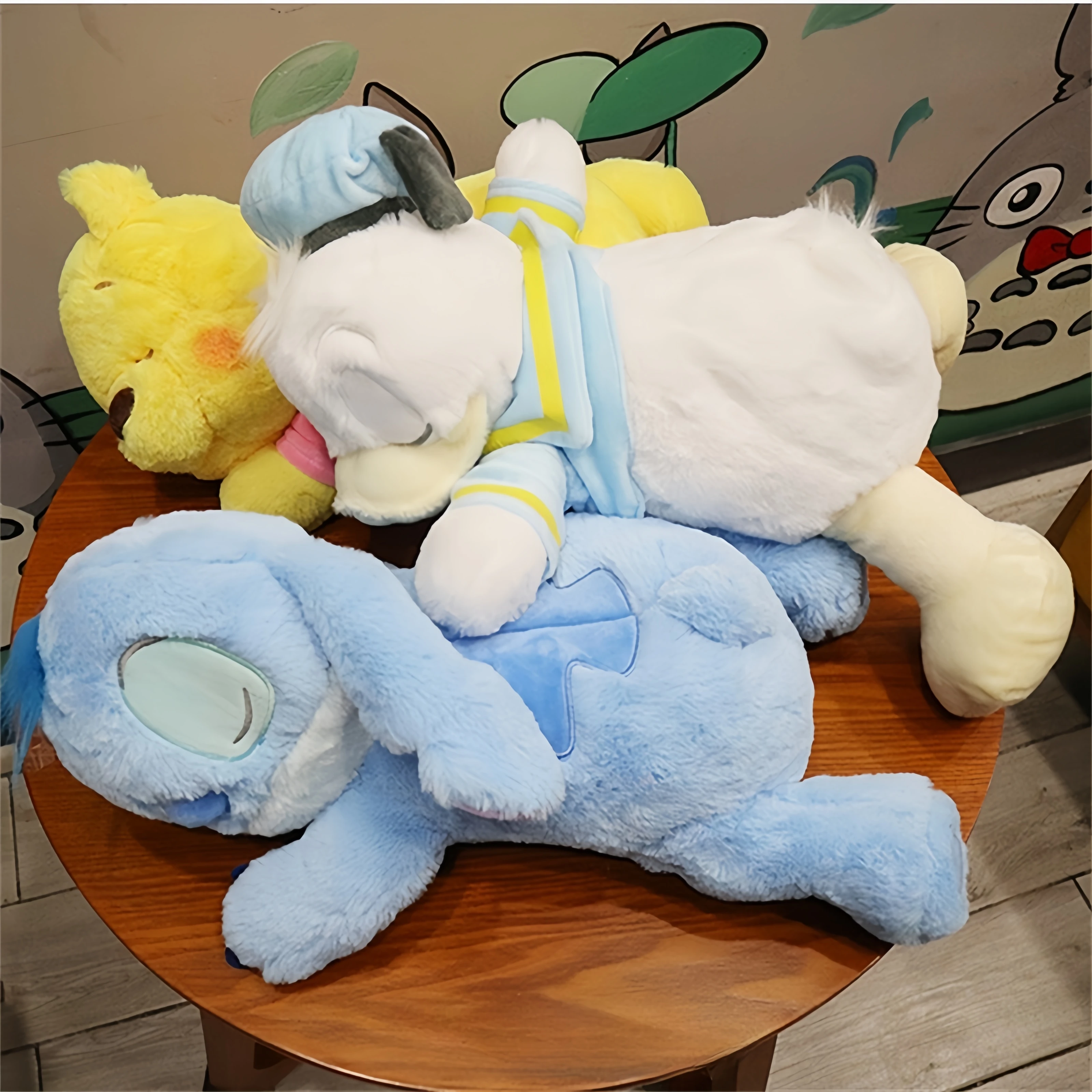 Lovely Sleeping Stitch Dumbo Plush Toy Cute Stuffed Anime Cuddly Plushies Pooh Bear Doll Sofa Bedroom Home Decor Gifts Girl