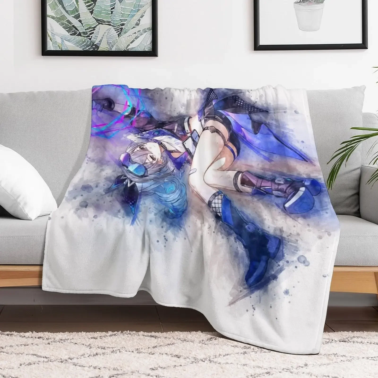 Silver Wolf - Honkai Star Rail (Watercolor) Throw Blanket Plush Bed For Decorative Sofa Thin Blankets