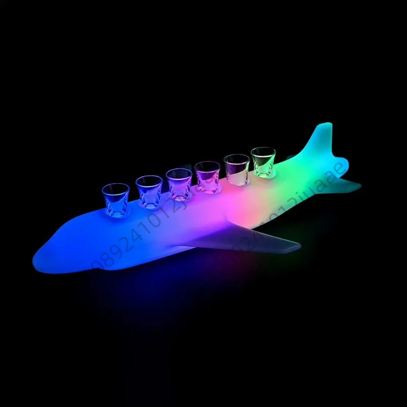 Customized Logo Led Shot Glass Airplane Tray LED Wine Tequila Whisky Stand Display LED Glorifier Cup Holder For NightClub Bar