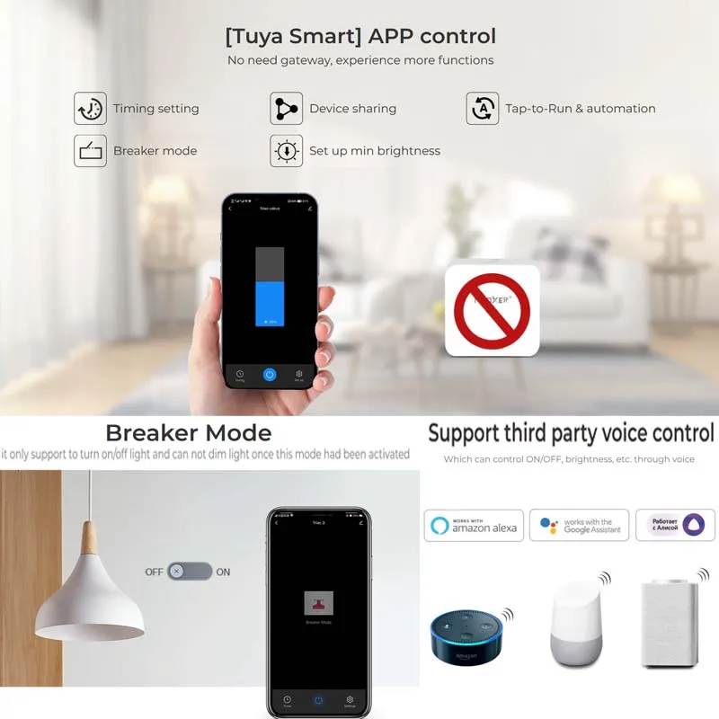 Miboxer Tuya WiFi AC Triac Dimmer 2.4G Push Dimming RF Rotating Panel Remote Voice Control For Alexa Google Home Smart Life APP