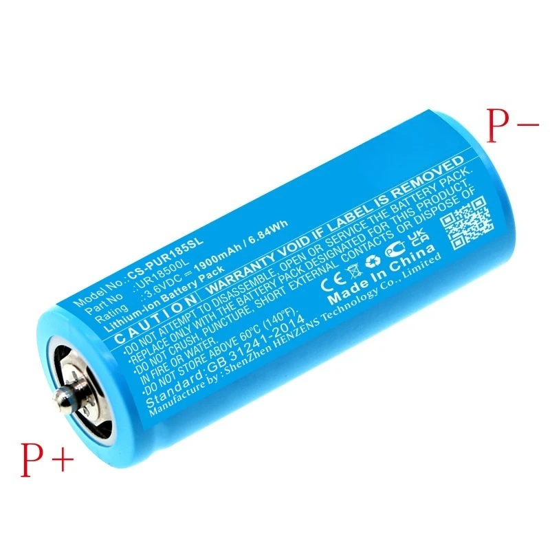 UR18500L 3.6V 1900mAh 6.84Wh Li-ion Replacement Battery for Braun 7 Series 730 9 Series 9566 9585 Shaver