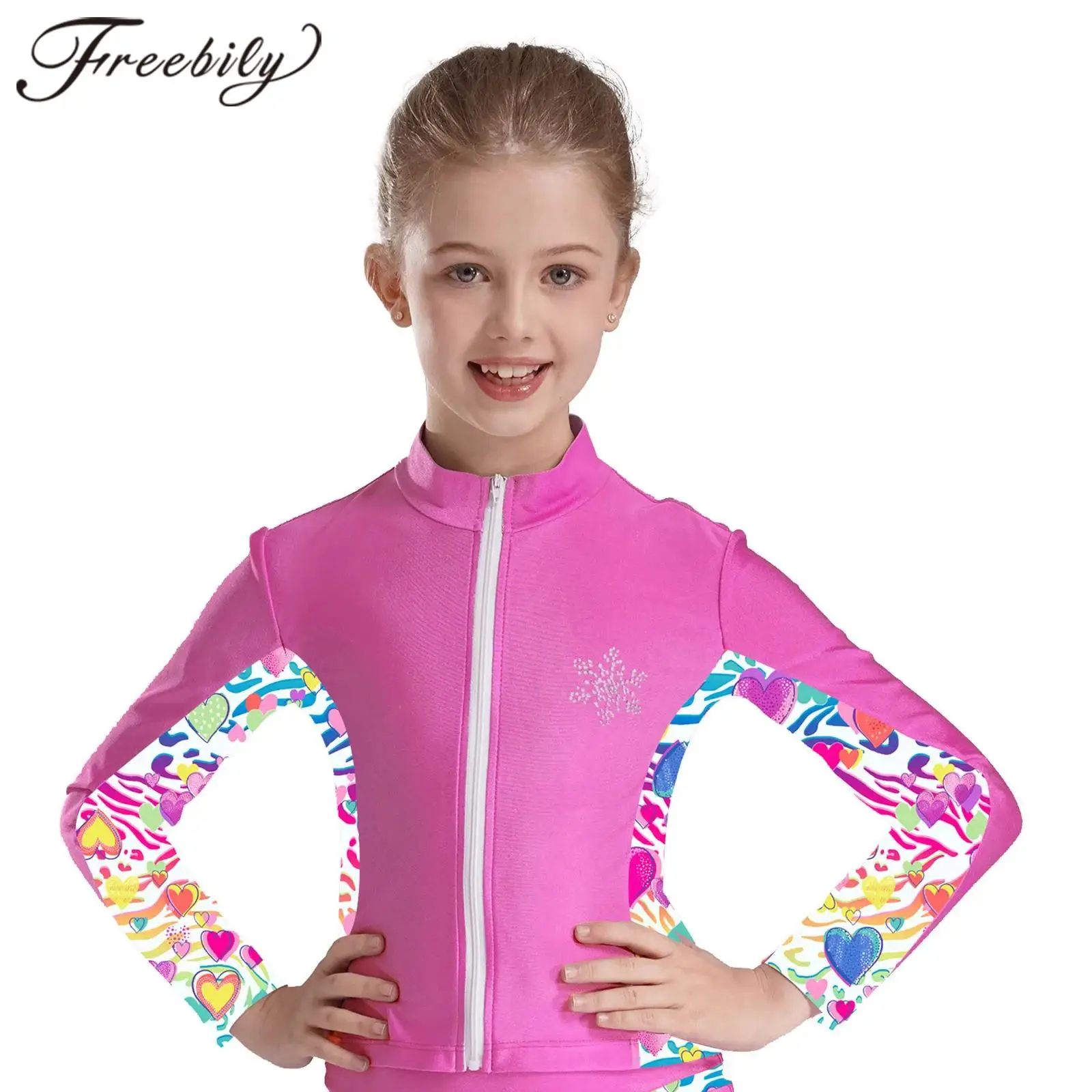 

Girls Fitness Yoga Shirt Workout Running Coats Kids Figure Skating Long Sleeve Tops Activewear Sweatshirt Gym Sports Jacket