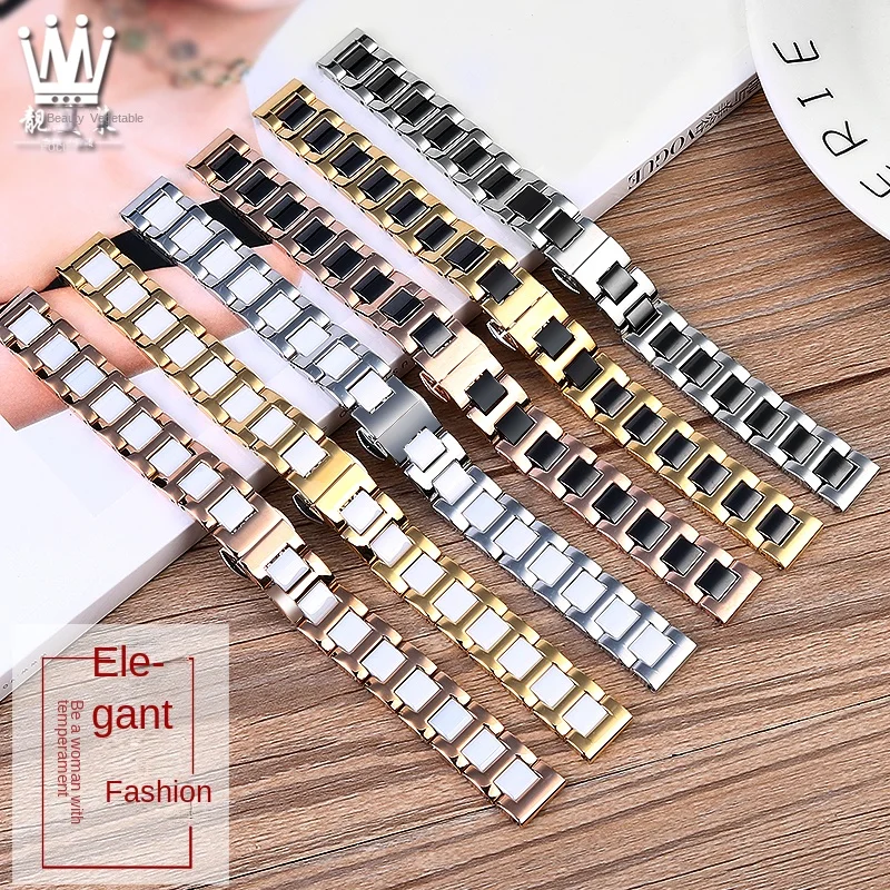 Quick release Watchband For Swarovski 5547642 5452498 5452501 Stainless steel ceramic Women watch strap 12mm 14mm 17mm wristband