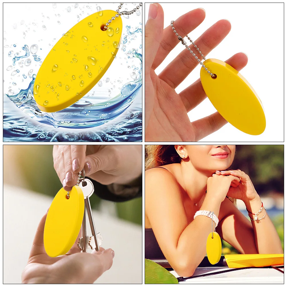 

6pcs Pu Keychain Oval Floating Key Ring For Water Sports Boating Fishing Swimming Lightweight Durable Keychain Floating Oval