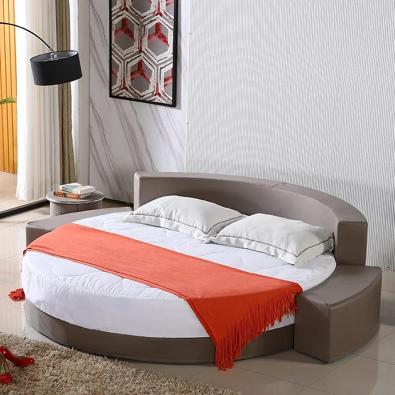 

Double Round Bed Space Saving Comfortable Japanese Tatami Sun Design Cute Aesthetic Bedroom Bed Nordic Muebles Salon Furniture