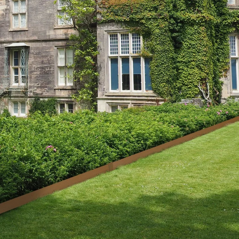 Borda de paisagem de aço, bordas de aço para jardim de 10 pacotes, tiras de 39,6 "L x 2" H, borda de afiação em martelo, dobrável