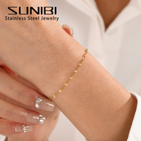 Stainless Steel Bracelet for Woman Simple Shiny Chain Bracelet with Adjustable Charm Minimalist Wedding Party Jewelry Wholesale