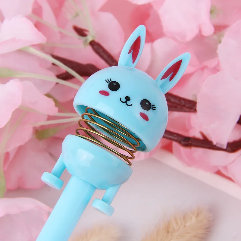 30Pcs/Lot Cartoon Shaking Head Rabbit Gel Pen Kawaii Spring Bunny Pens 0.5mm Black Ink Student Stationery Funny Pen Easter Gift