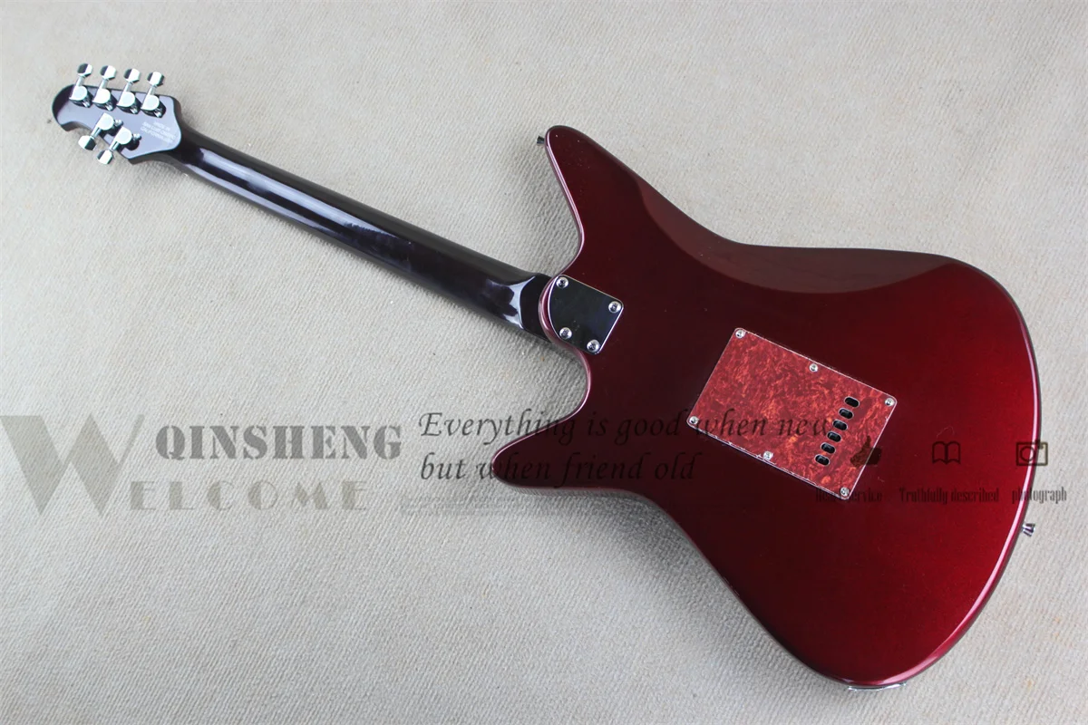 Classic Electric Guitar, ERN Metal Red Guitar, Small Tremolo Bridge, Red Pearl Pickups, Chrome Button, Active Battery Ca