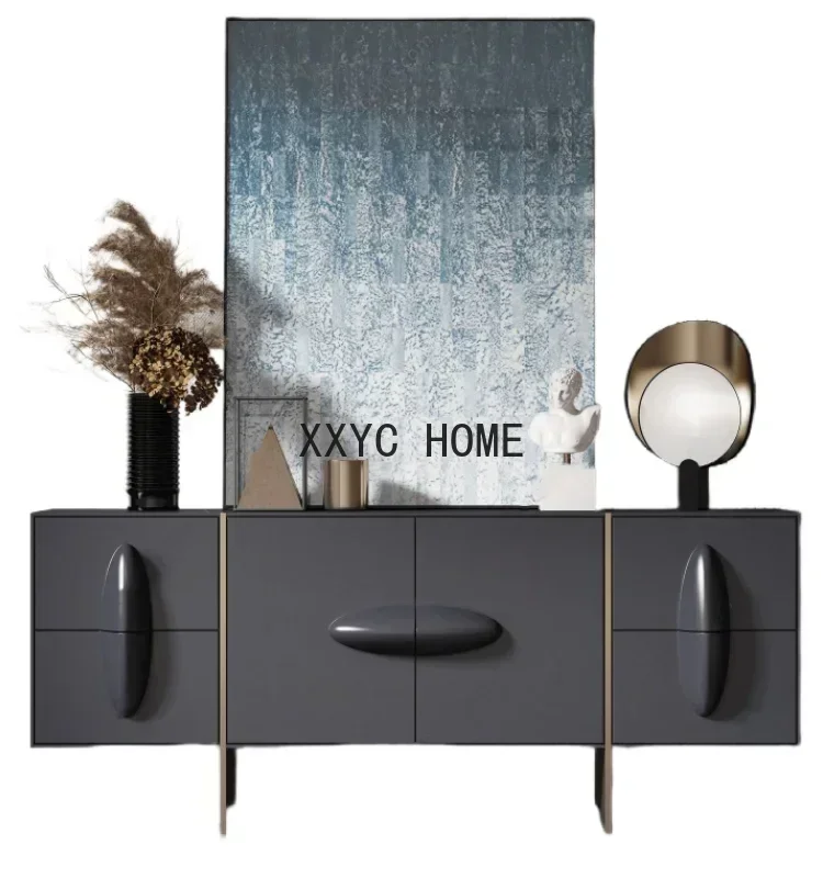 Picture 6: Sideboard Cabinet Personalized Art Entrance Cabinet Solid Wood Wall Tea Cabinet Storage