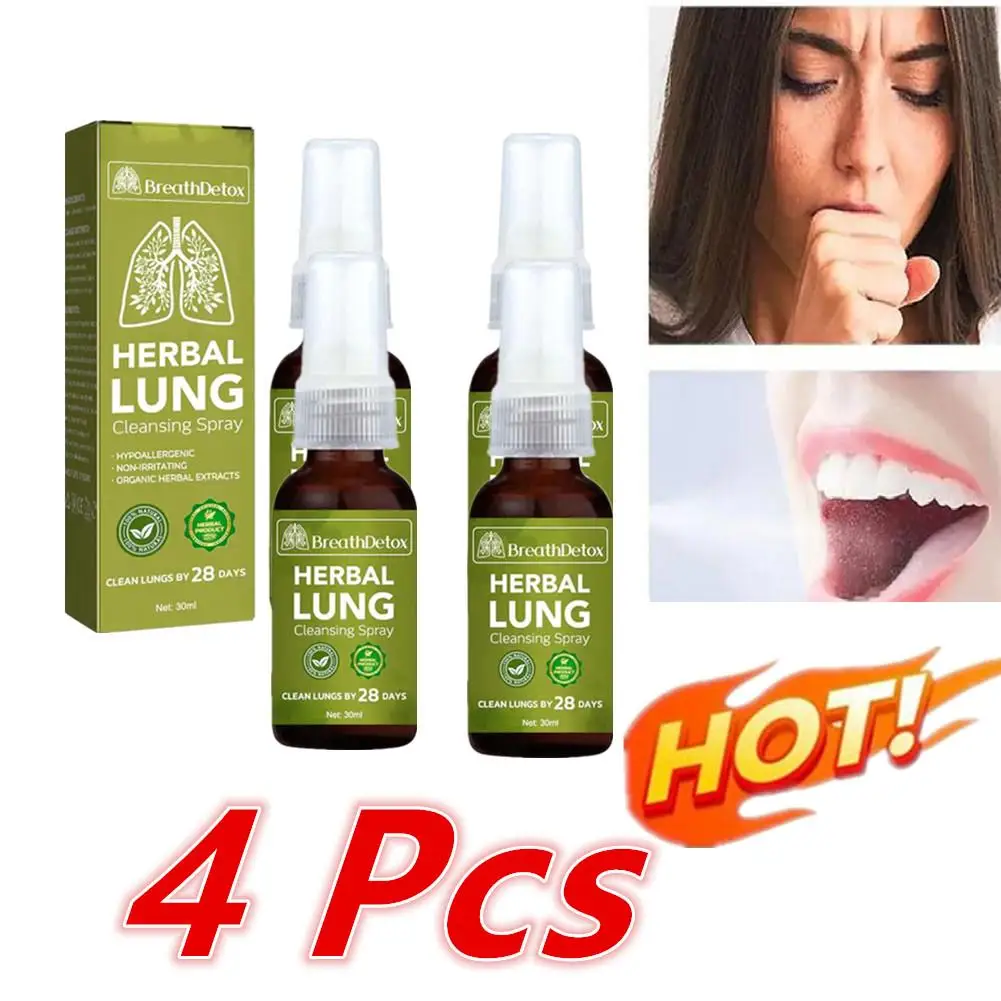 4pc Lung Herbal Cleanser Spray Smokers Clear Nasal Mist Anti Snoring Congestion Relieves Solution Clear Dry Throat Breath Spray