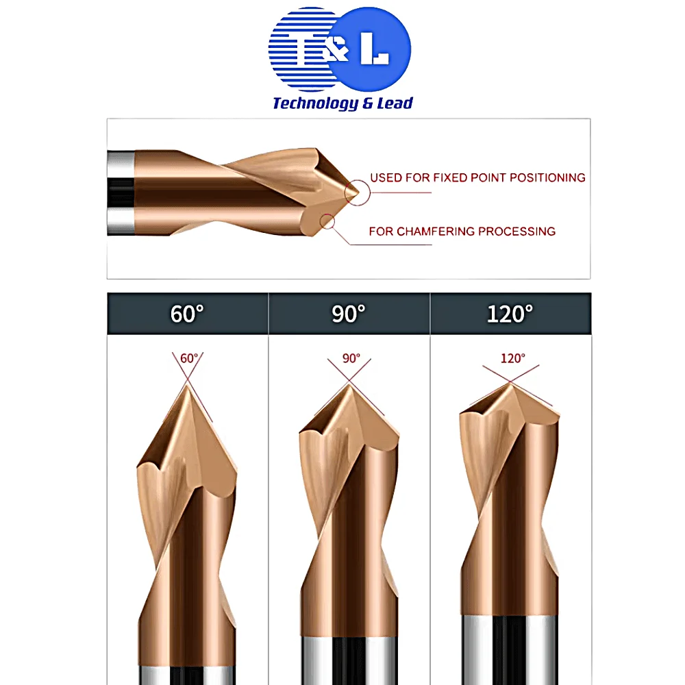 T&L 60°90°120° Tungsten Steel Carbide Centering Drill Positioning HRC50 CNC Mechanical Machining Center Drill Bit Tools