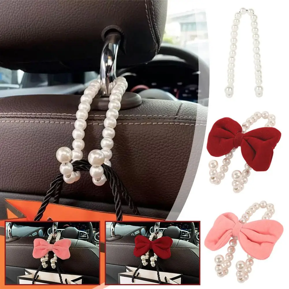 Bowknot Bow Car Hook Elegant Alloy Pearl Car Organizer Adorable Back Hanger Clip Hook Bow Knot Seat Car Car Car Sty O7Q5