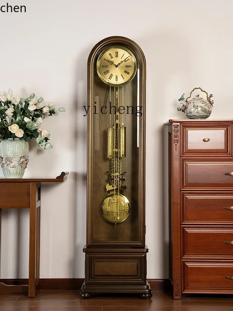 V8 floor clock living room home new Chinese European large desk clock retro vertical pendulum clock