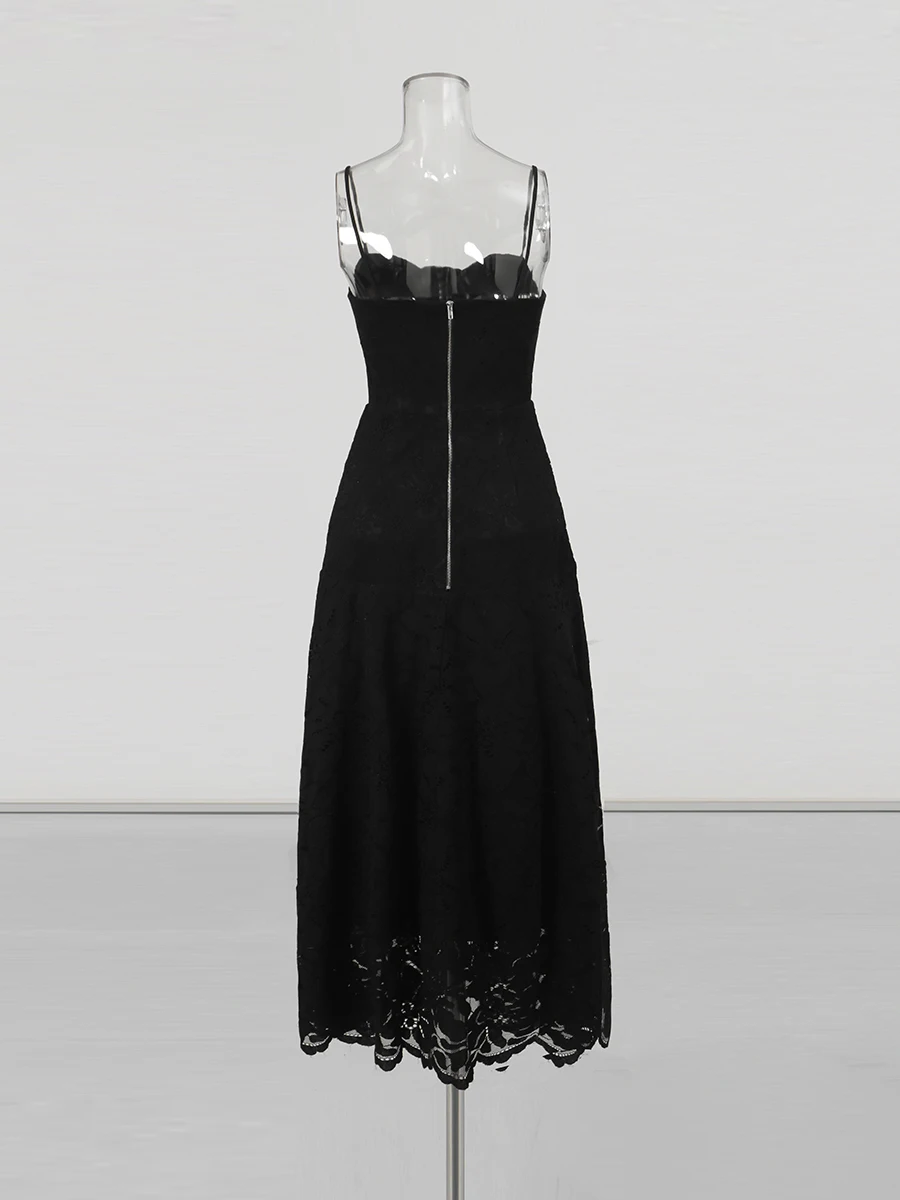 TWOTWINSTYLE Slimming Printing Spliced Button Elegant Dress for Women Strapless Sleeveless Patchwork 3D Flower Dress Female New