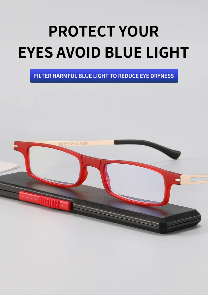 KAEDEK Unisex Neue Mode Klapp Lesebrille Tragbare Anti Augen Überanstrengung Blau Licht Blockieren Leser Gläser Mit Box – Detail 12
