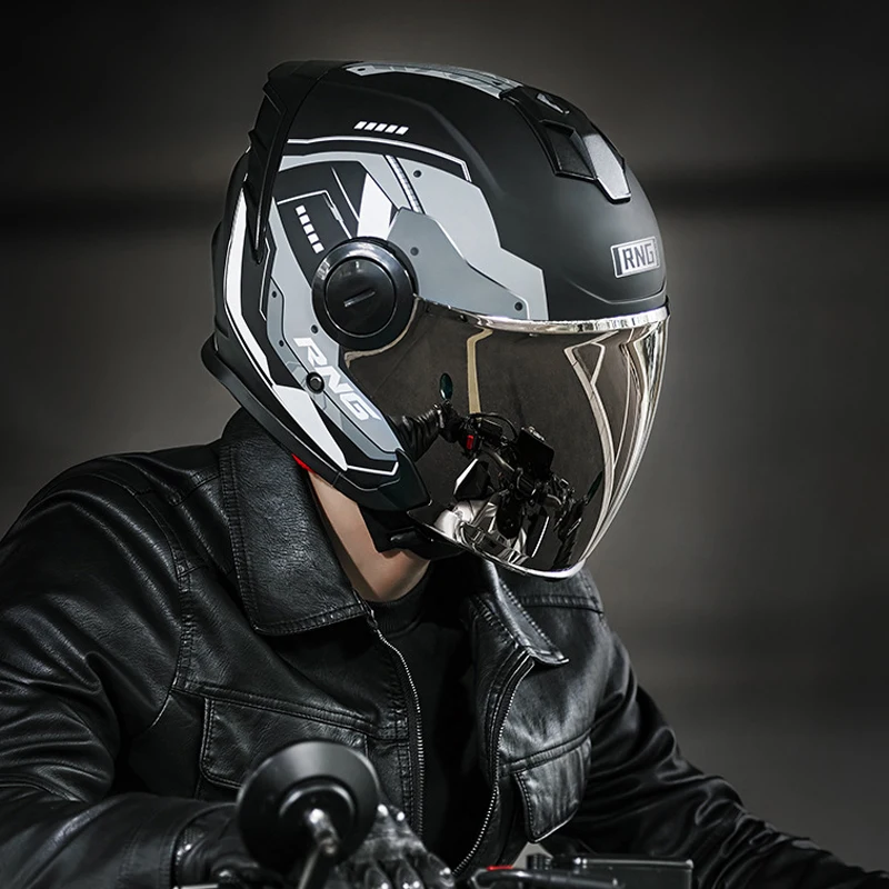 DOT motocicleta Bluetooth Casco antiniebla doble lente 3/4 cara abierta Casco de motocicleta Bicicleta eléctrica Casco de montar Casco Moto