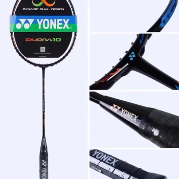 YONEX Badminton Racket Double Blade 10 D10LCW Frost Blue DUO10LT Carbon Offensive Professional Badminton Racket With String