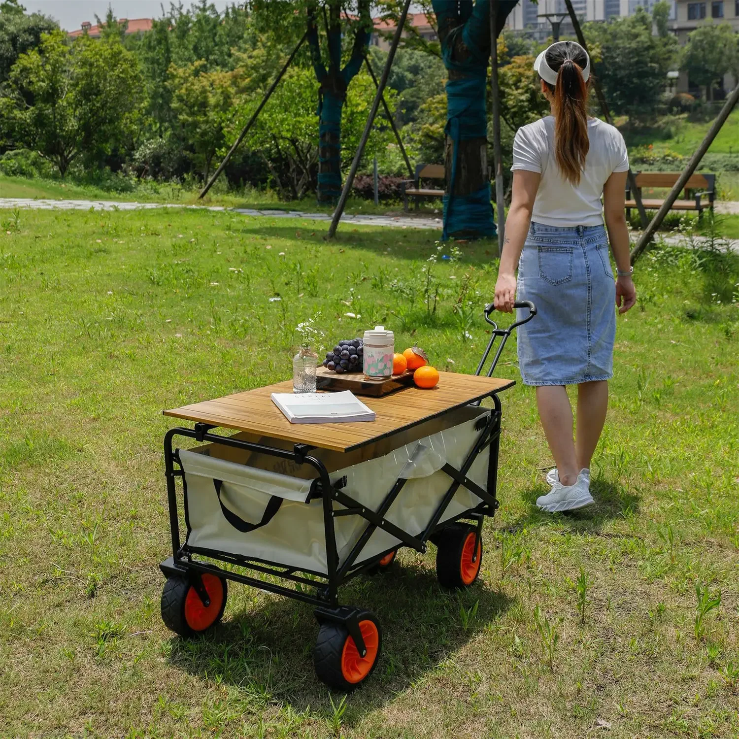 Vehículo eléctrico inteligente para acampar, carro plegable para acampar al aire libre, remolque portátil