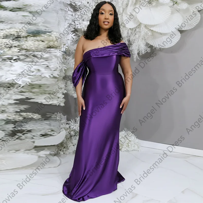 Customized One Shoulder Purple Mermaid Bridesmaid Dress Evening Prom Formal Party Birthday Robes Invitee Mariage