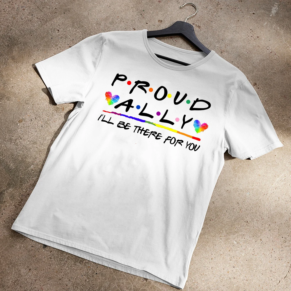 PROUD ALLY Print Men's T-shirt LGBT Pride Month T-shirt Love Wins Graphic Tee Rainbow Print Tees Shirt Summer Boys Clothing