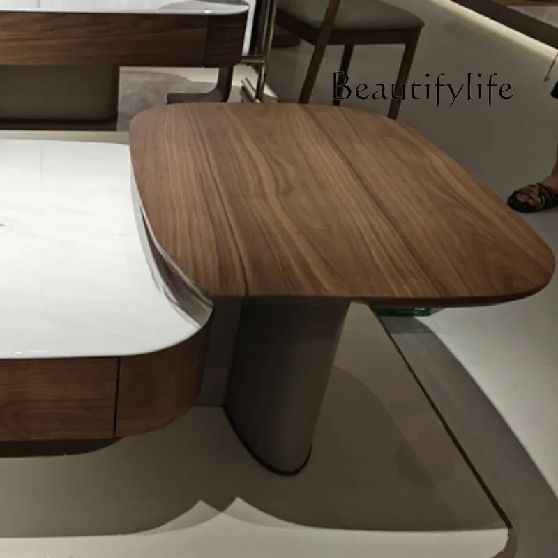 رفع طاولة القهوة الحجرية الجريزوفولفين جلد الجوز شقة صغيرة غرفة المعيشة تخزين المنزلية الحديثة بسيطة الرخام #3