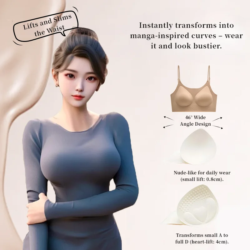 Small Bust Enhances Fullness Foundation White T-Shirt Seamless Invisible Thick Flat Chest Bra Comfortable Support